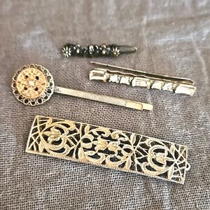 Antique barrette Bobby pins lot Antique hair accessories 4 pieces